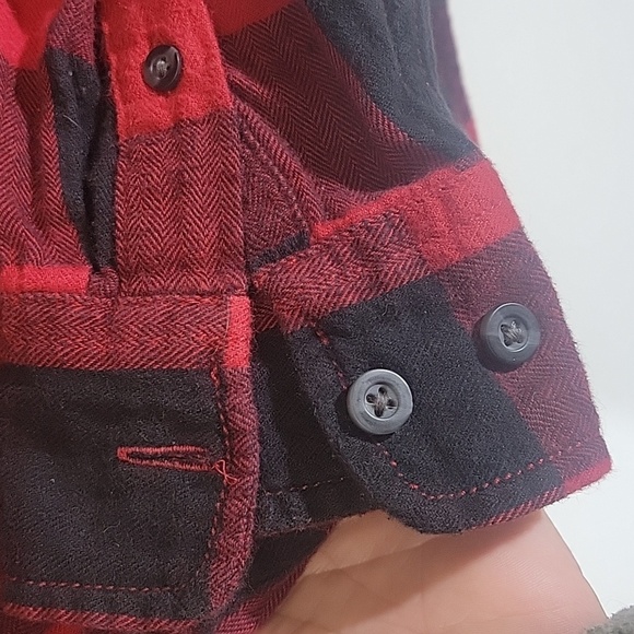 Men's George Red Flannel Plaid Long Sleeve Shirt XS - Picture 3 of 6